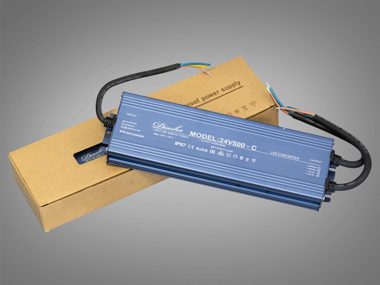 Блок живлення 24 В для підключення LED стрічки 500 Вт 20,8А (NP-24V-500W-IP67)