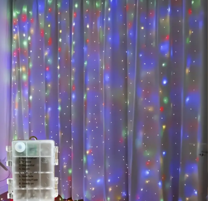 Штора світлодіодна 200 LED на батарейках 2x2 м Різнокольоровий (1133/3)