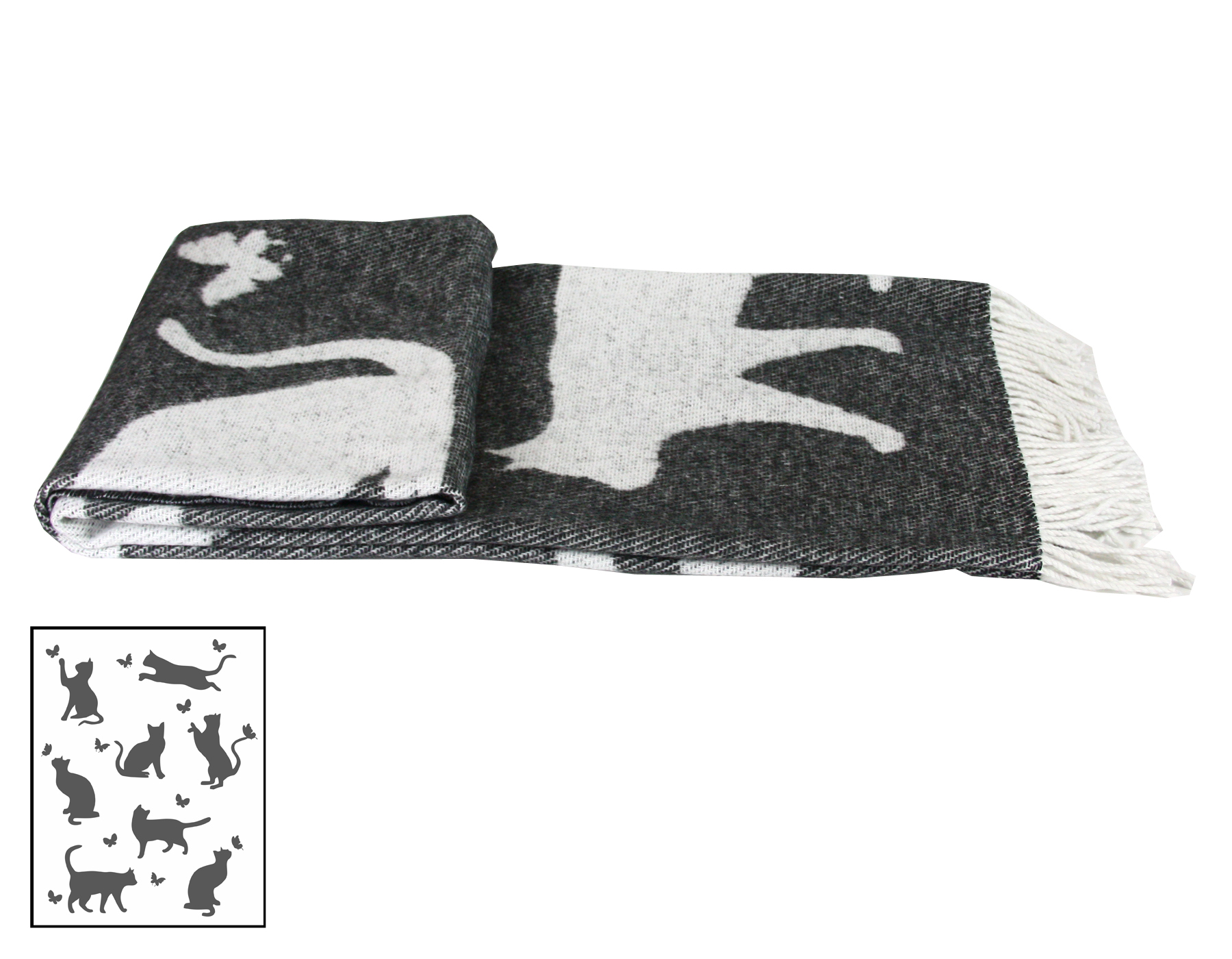 Плед "Meow" 140х200 темно-сірий