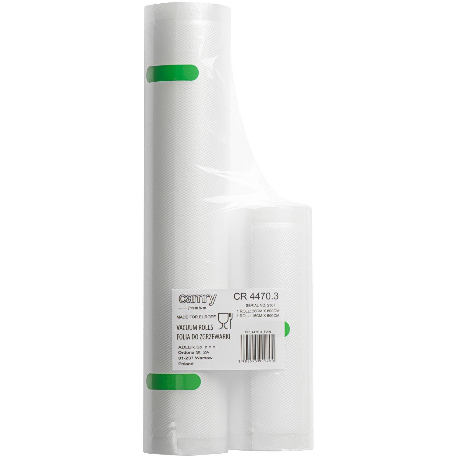Пакети вакуумні Camry CR 4470.3 гофровані рулон 28x600 см/15x600 см (CR4470.3) - фото 2 Пакети вакуумні Camry CR 4470.3 гофровані рулон 28x600 см/15x600 см (CR4470.3) - фото 2
