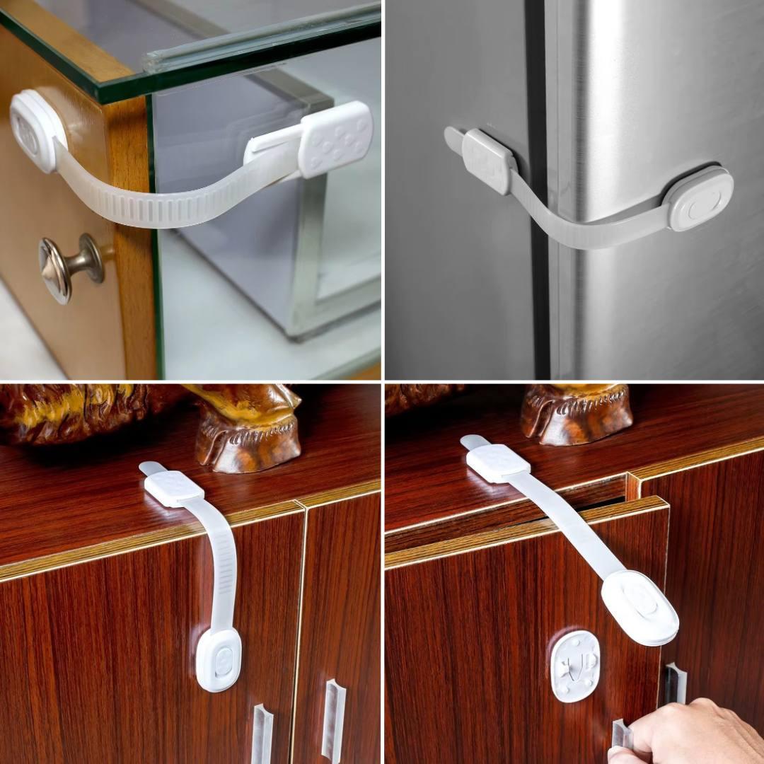 Набір універсальних захисних замків Bodasan від дітей для меблів/холодильника та ящиків 4 шт. Білий (BL11) - фото 9