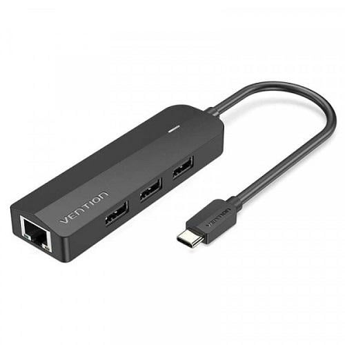 Хаб USB 3.1 Type-C Vention TGOBB 3xUSB 2.0/MicroUSB/RJ45 100M Ethernet Черный (571782)