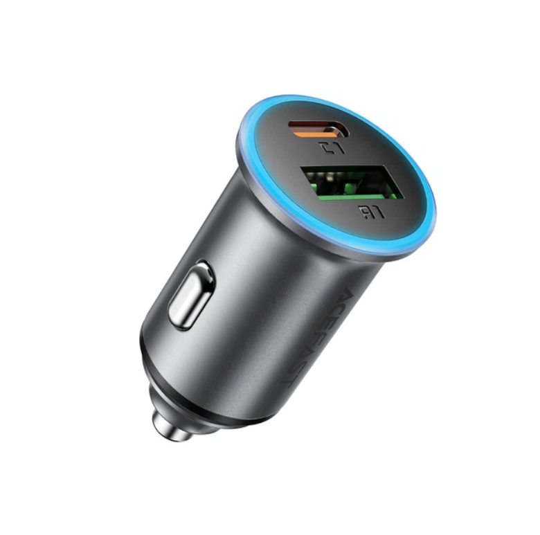 Зарядное устройство для автомобильное Acefast B15 2xUSB 65W Type-C/USB Grey (6974316284963)