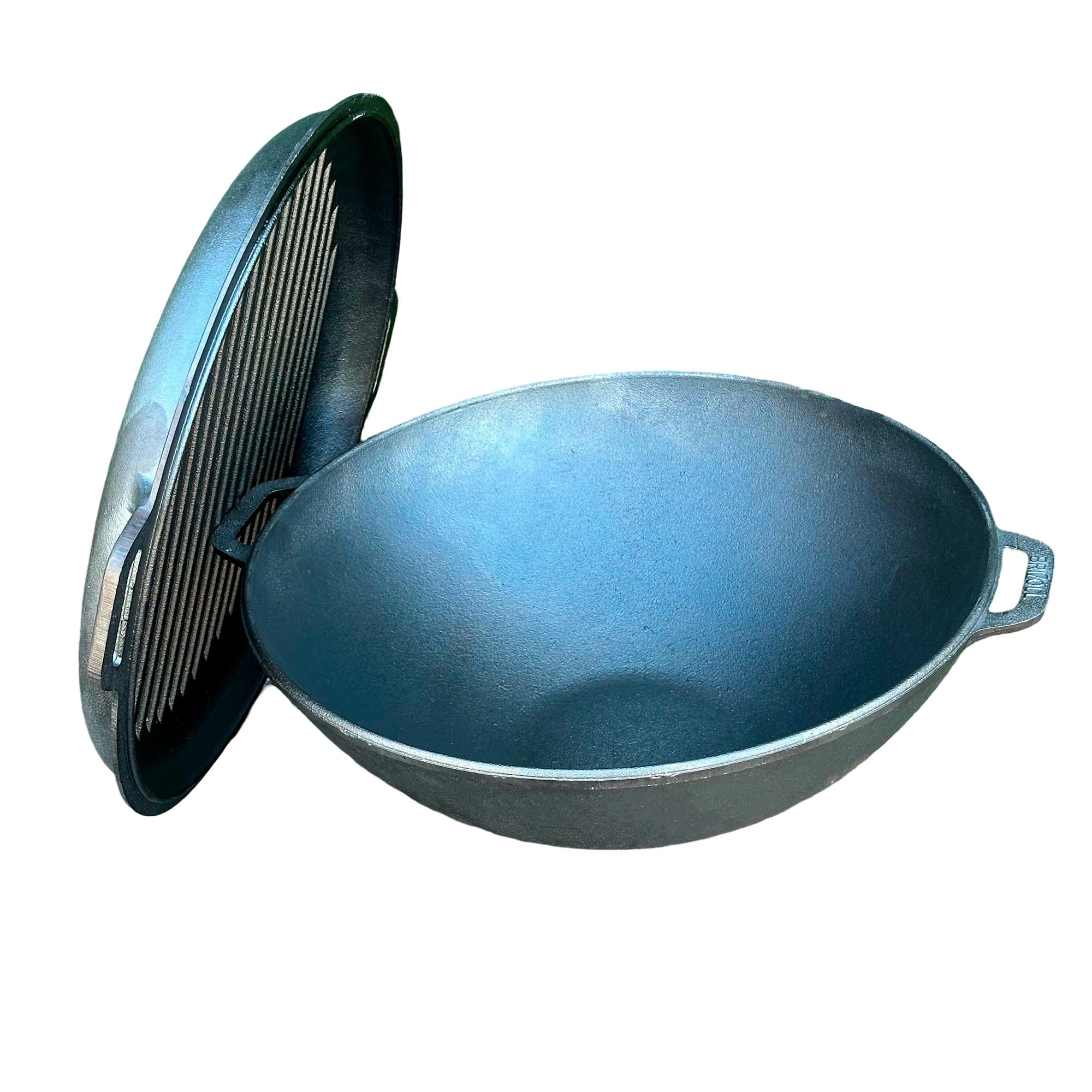 Сковорода WOK чугунная для пикника Mzavod WOK-08 с чугунной крышкой 8 л Черный (147-17-4827005590871)