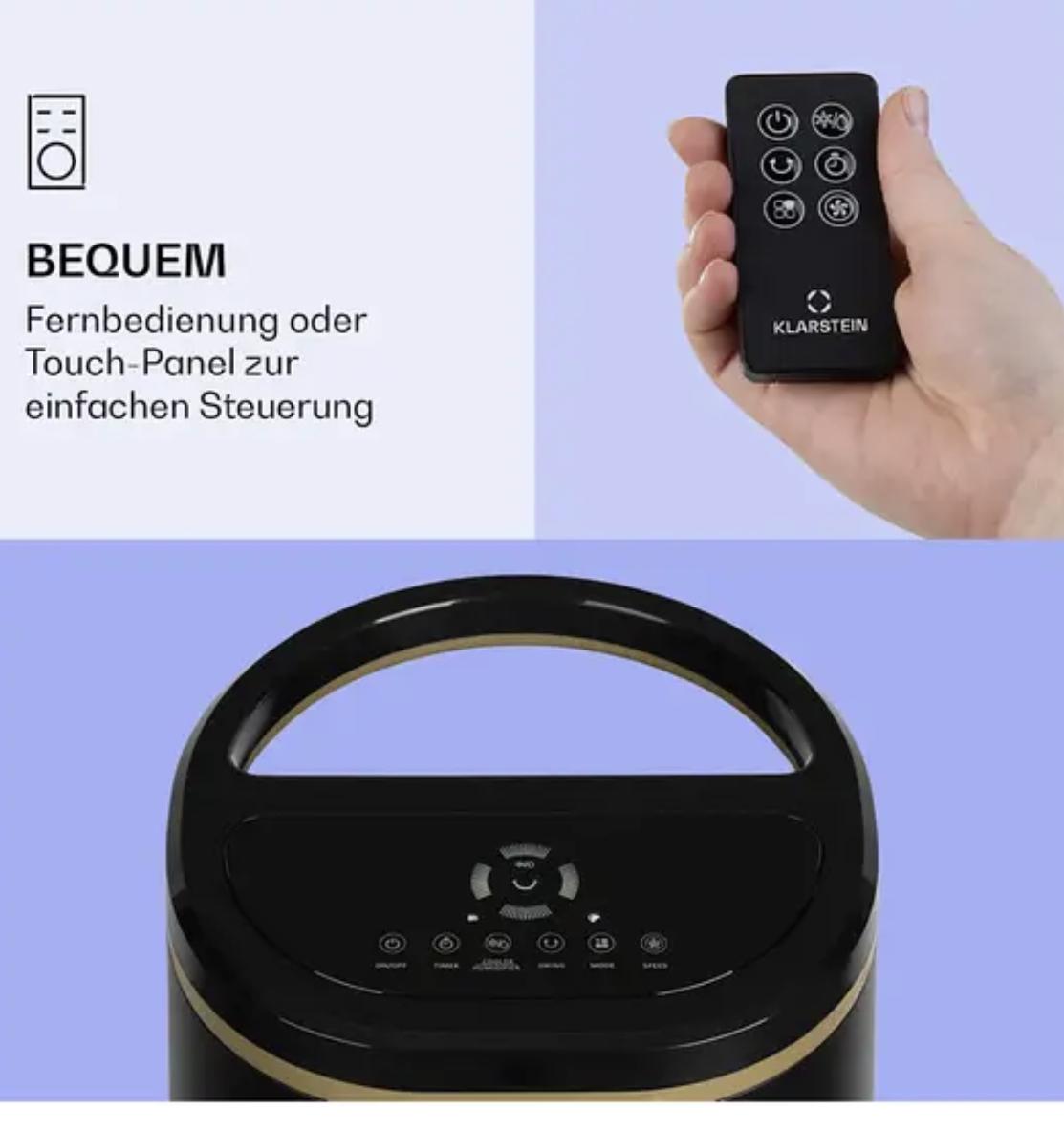 Охолоджувач-вентилятор Klarstein IceWind Plus 4в1 повітроохолоджувач коливальний пульт дистанційного керування 330 м3/год - фото 4 Охолоджувач-вентилятор Klarstein IceWind Plus 4в1 повітроохолоджувач коливальний пульт дистанційного керування 330 м3/год - фото 4