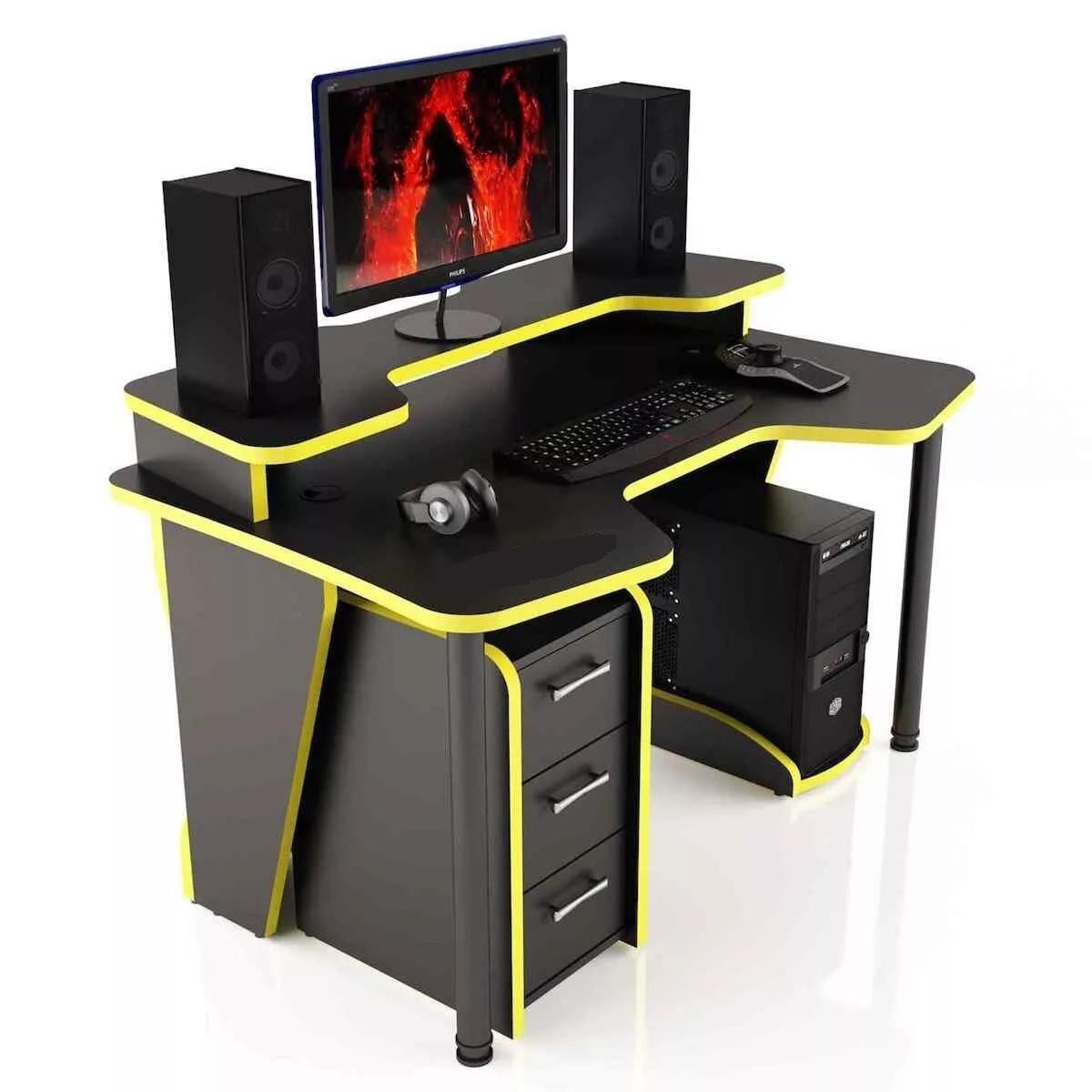 Геймерский стол COMFORT GTN14 140х87х75 см Черный с желтым Геймерский стол COMFORT GTN14 140х87х75 см Черный с желтым