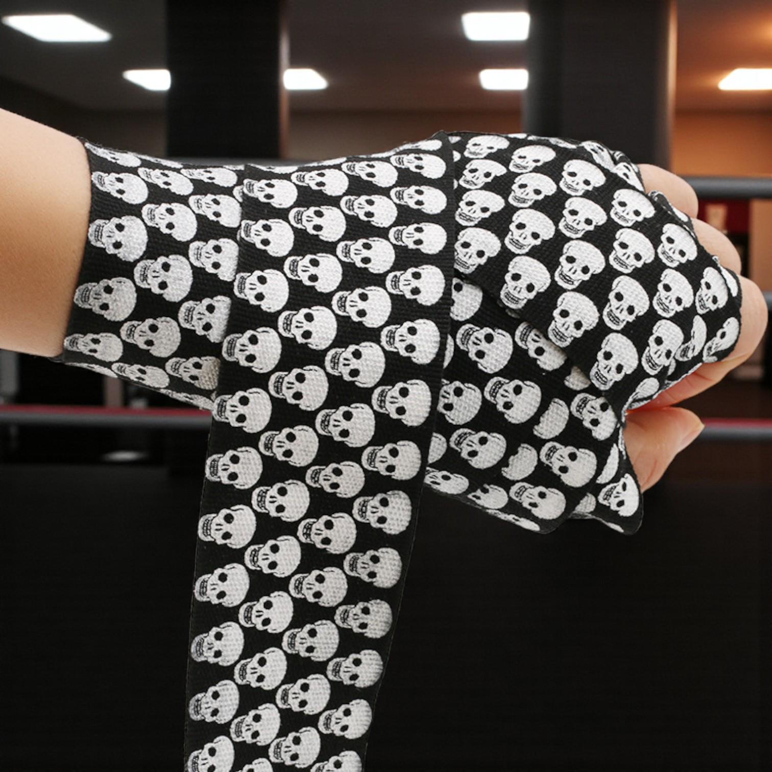 Бинты боксерские Another Boxer с принтом Череп 3 м Черный - фото 4