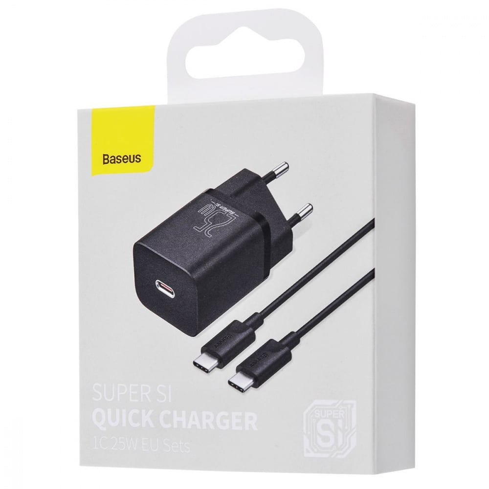 Зарядний пристрій BASEUS Super Silicone PD Charger 25 W 1Type-C Cable Type-C to Type-C 3A 1 м Black - фото 2