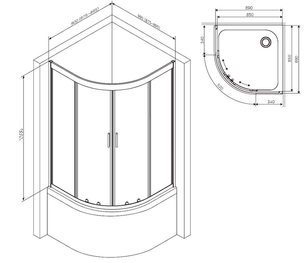 Душевая кабина AM.PM Gem W90UG-401A090BT 90x90x150 см Черный (130458) - фото 2