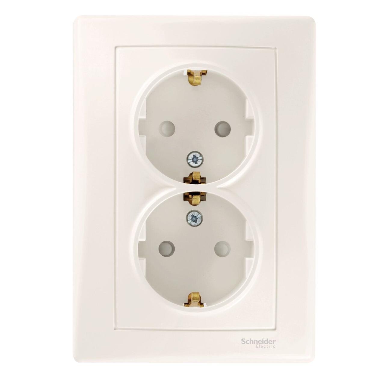 Розетка двойная Schneider Electric Sedna с заземлением и со шторками Слоновая кость (SDN3000423)