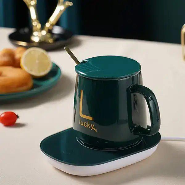 Чашка з кришкою з підігрівом на підставці до 55 °C Coffee Cup And Saucer 350 мл Зелений - фото 3 Чашка з кришкою з підігрівом на підставці до 55 °C Coffee Cup And Saucer 350 мл Зелений - фото 3