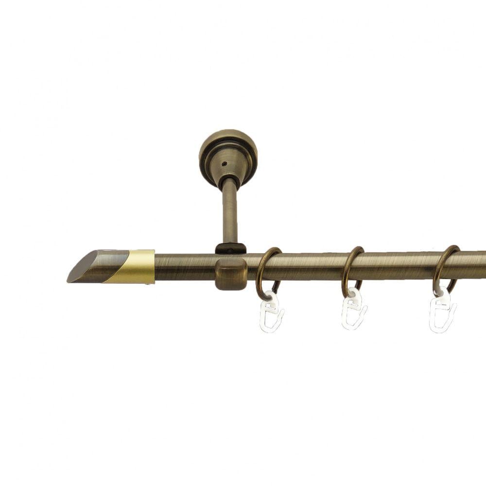 Карниз Orvit Луна металевий однорядний відкритий гладка труба кільце металеве 16 мм 200 см Антик (3327897)