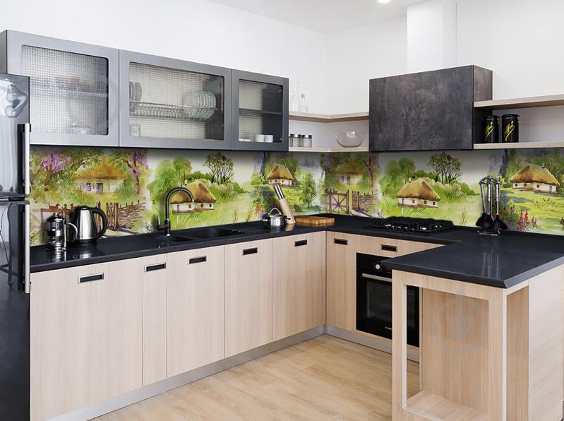 Скинали на кухню Zatarga  "Шевченкова Хата"  600х3000 мм виниловая 3Д наклейка кухонный фартук самоклеящаяся Z181737/2