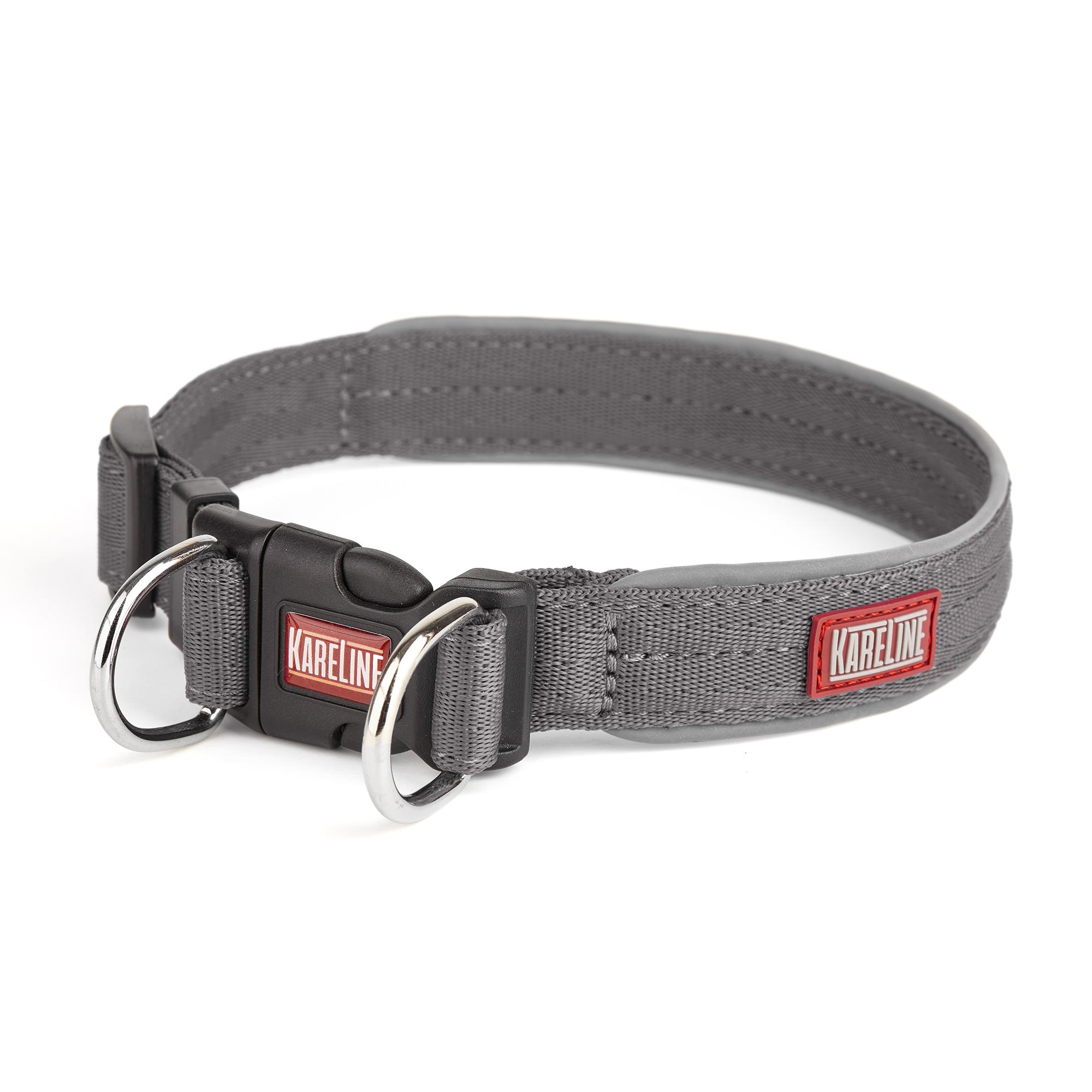 Нашийник KareLine посилений нейлоновий з пластиковою пряжкою 20 мм 320-360 мм Сірий (0959/10)