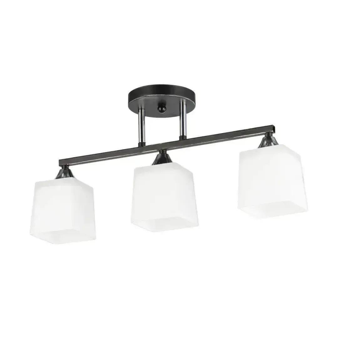 Люстра потолочная Interees V 5017-3 BK+CR на металлической планке под три лампы Е27 IP20 Черный/Хром (00000140725)