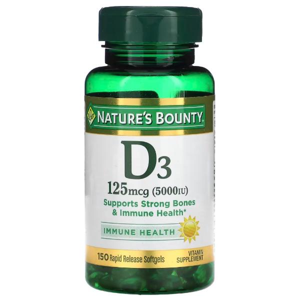 Вітамін D Nature's Bounty Vitamin D3 125 мкг 5000 IU 150 капс. (000021696)