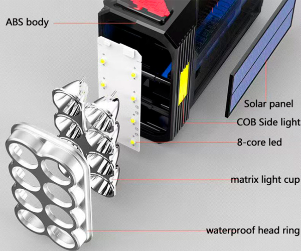 Прожектор XPRo Solar Power 8Led/USB на солнечной батарее водонепроницаемый Черный (XPRo-8Led-USB_460) - фото 7