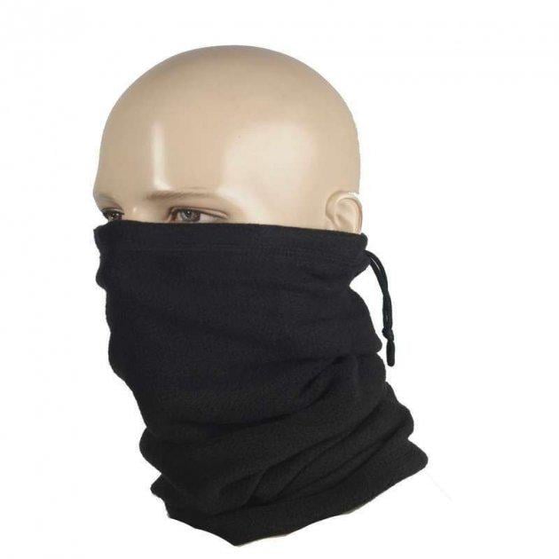 Флисовый теплый Бафф с затяжкой и фиксатором Черный (14010-1)