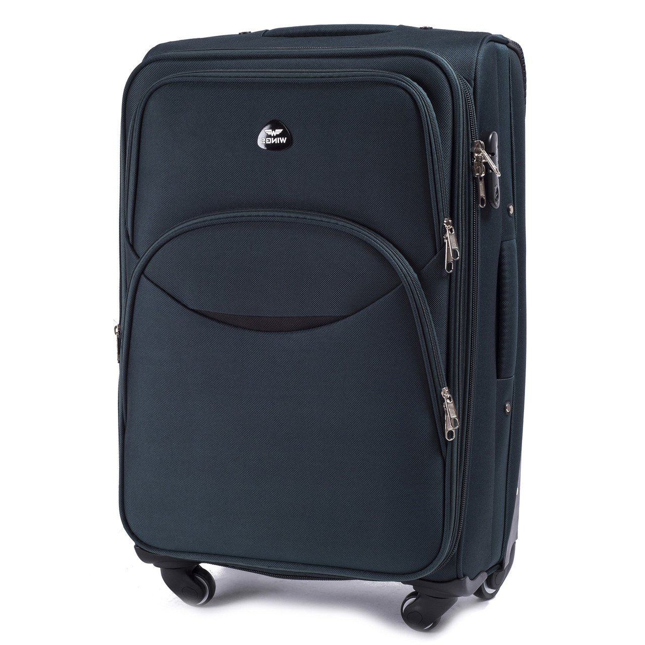 Чемодан тканевый Wings 1708 средний на 4 колесах 66х43х28 см 60 л Зеленый