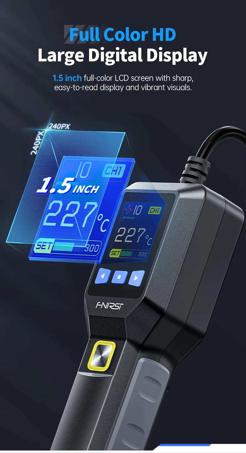 Термофен із підставкою FNIRSI SAG-55 550 Вт РК-дисплей з регульованою температурою для ремонту телефонів Black (SAG55) - фото 4