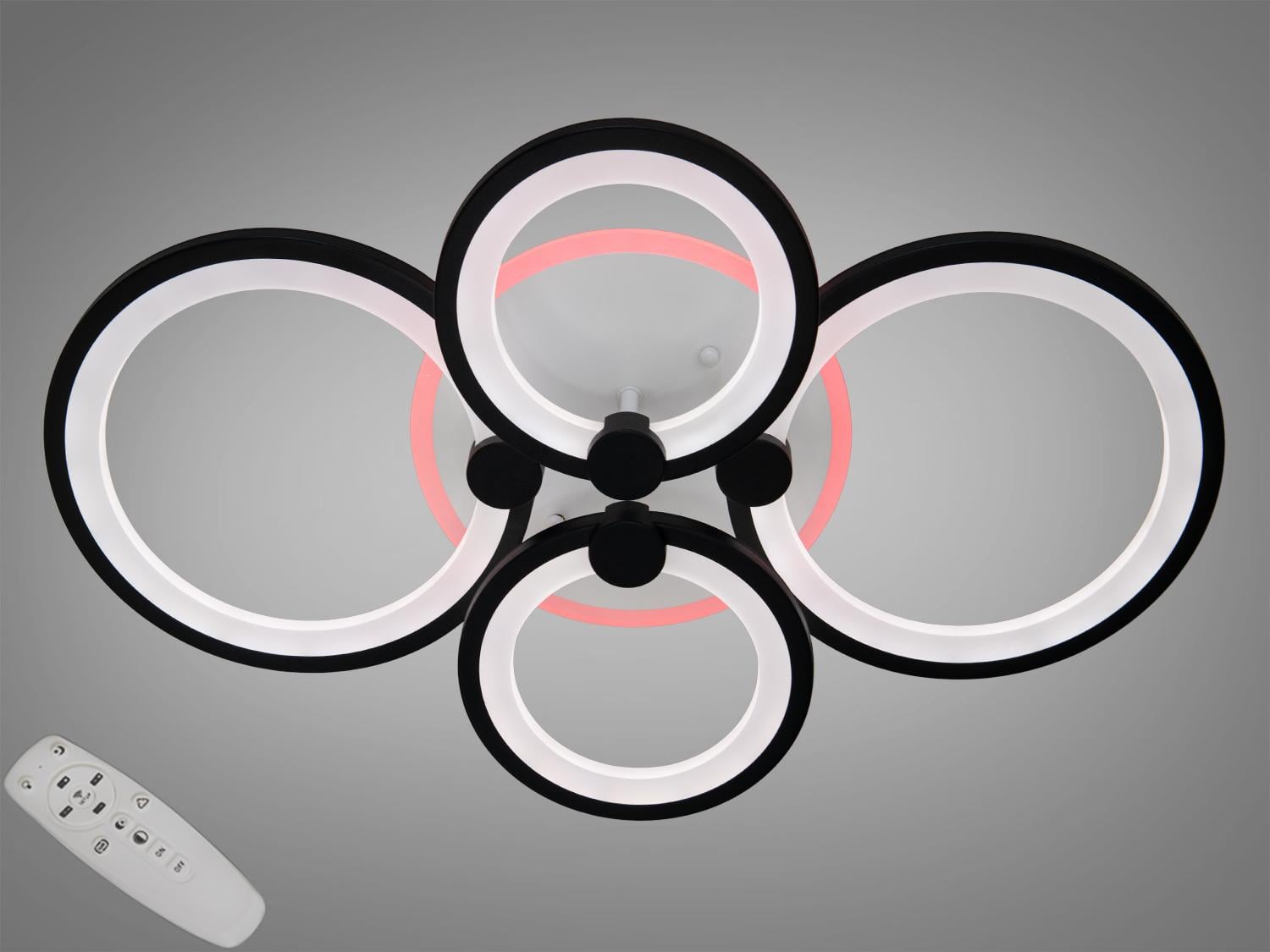 Люстра LED потолочная Diasha с диммером и подсветкой 100W 8022/4BK 3col dim Черный Люстра LED потолочная Diasha с диммером и подсветкой 100W 8022/4BK 3col dim Черный