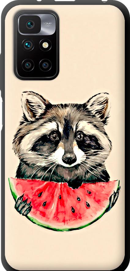 Чехол на Xiaomi Redmi 10 Енотик с арбузом (4605b-2488-42517)