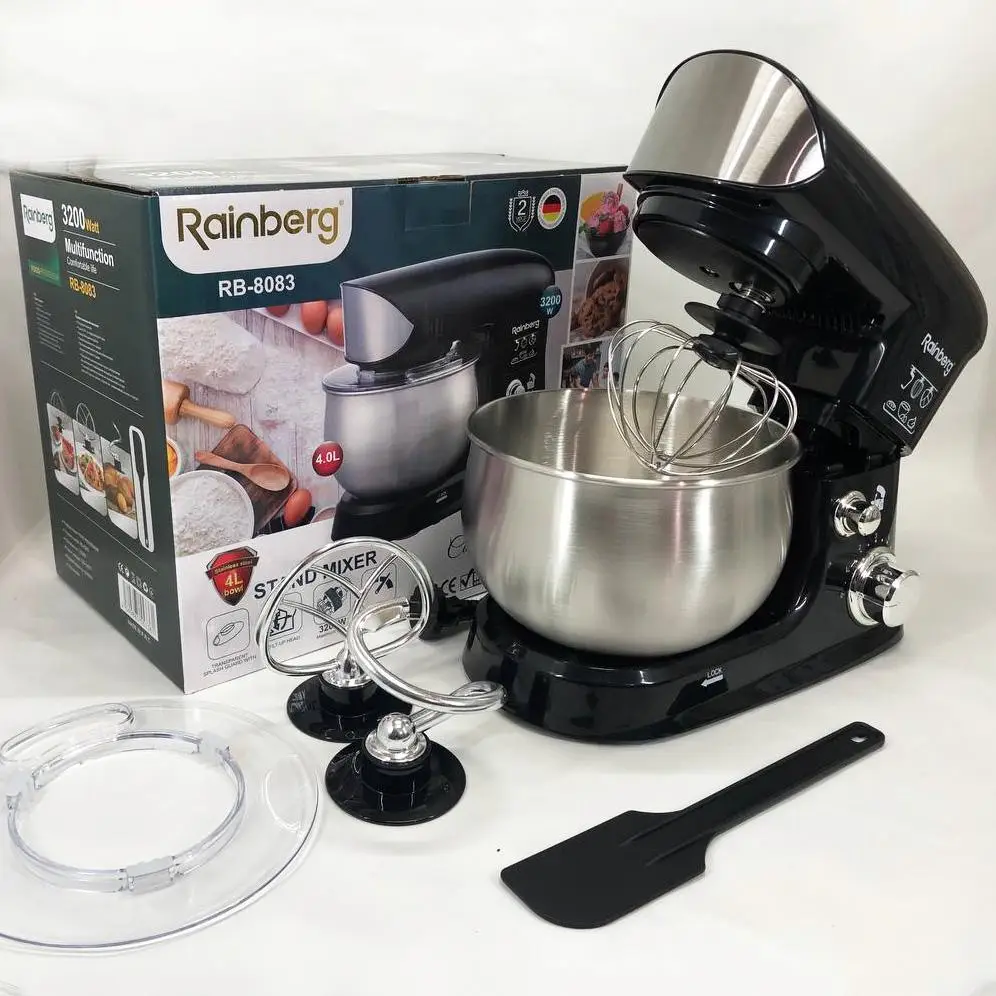 Міксер планетарний Rainberg RB-8083 з чашею із нержавіючої сталі 3200 Вт Чорний (ML-04737)
