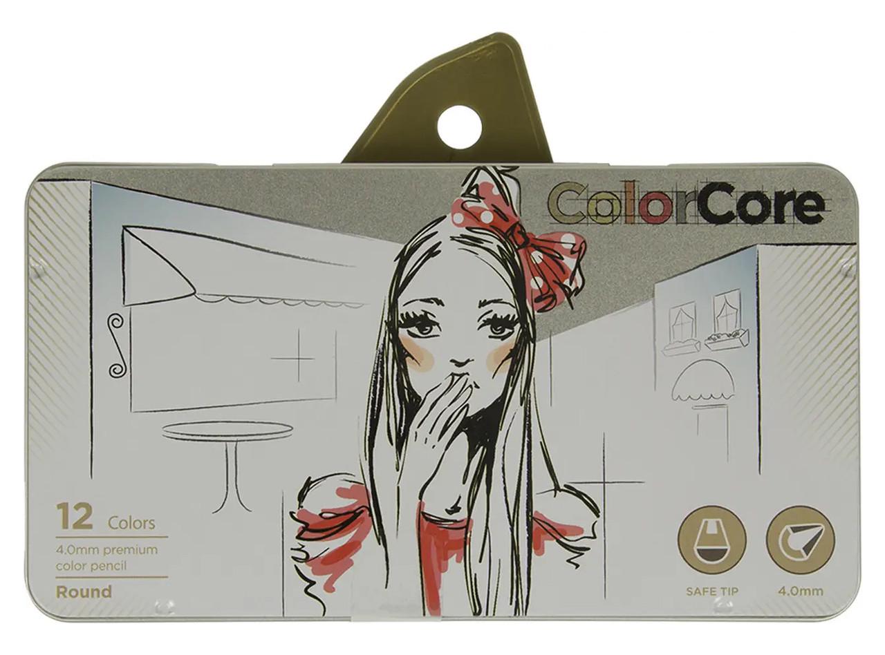 Карандаши цветные Marco Color Core 12 цветов в металлическом пенале
