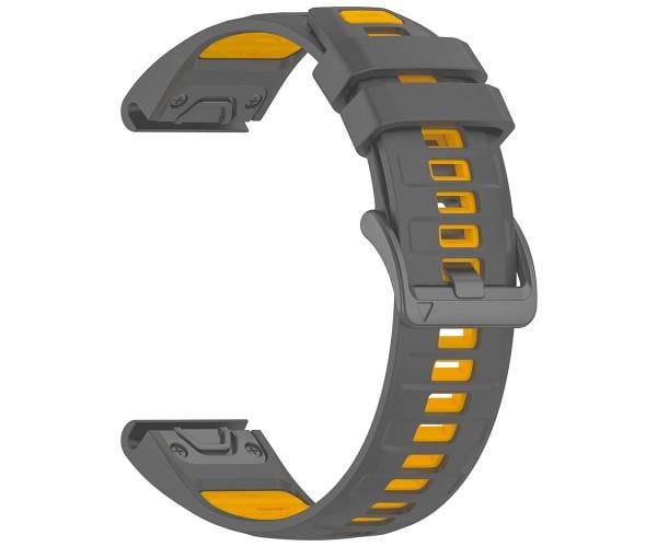 Ремешок Sport Silicone Dual Color для Garmin Fenix ​​8 51 мм/Tactix 8 51 мм 26 мм Серо-желтый