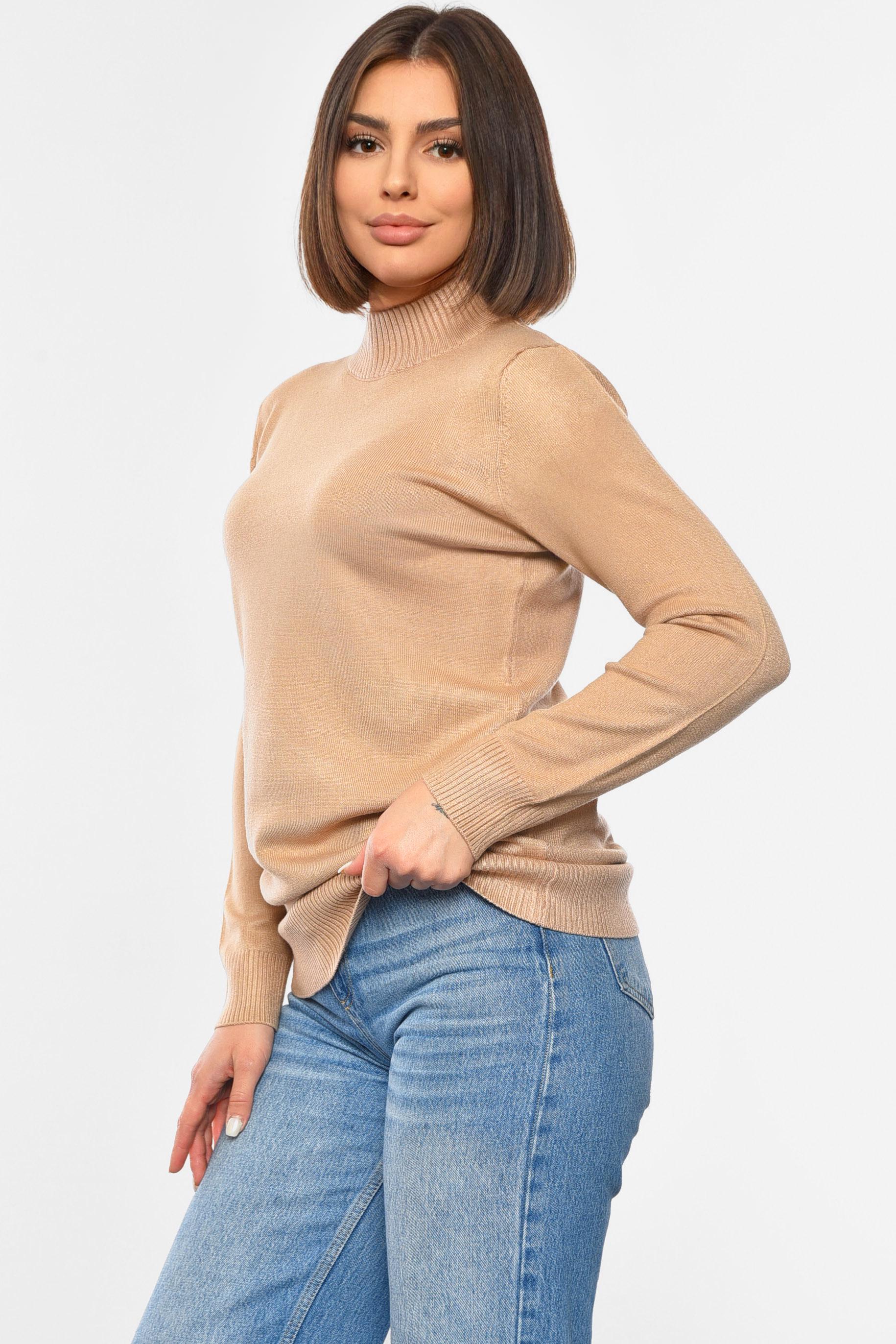 Свитер женский удлиненный L Темно-бежевый (192119) - фото 2 Свитер женский удлиненный L Темно-бежевый (192119) - фото 2