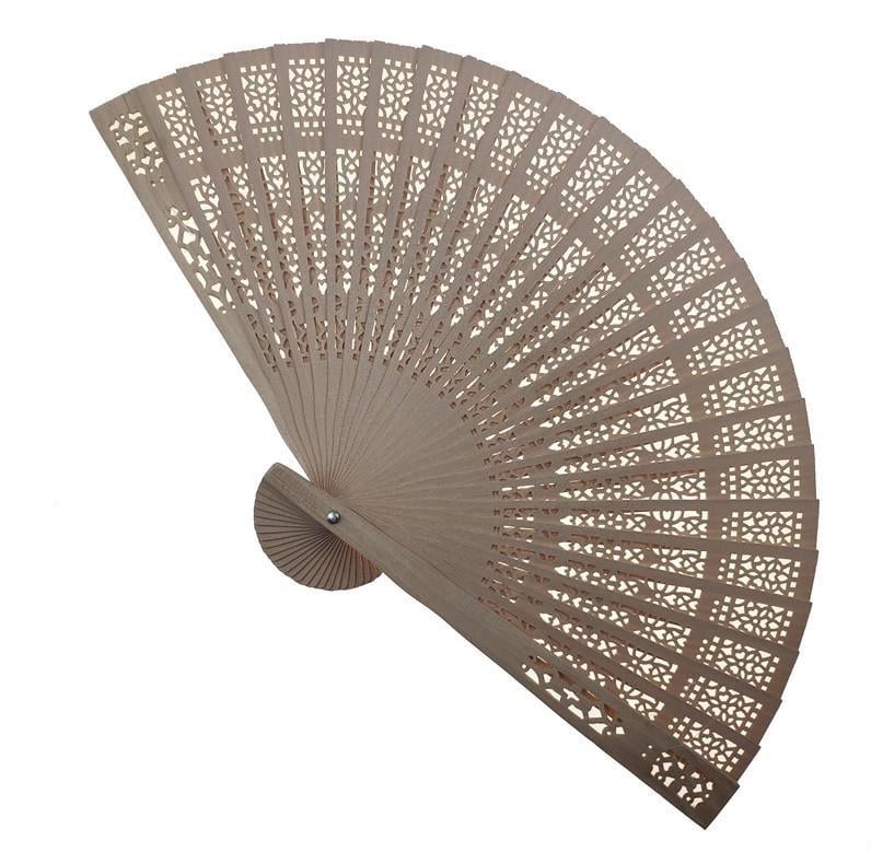 Веер женский деревянный резной 20х34 см Бежевый (C1520)