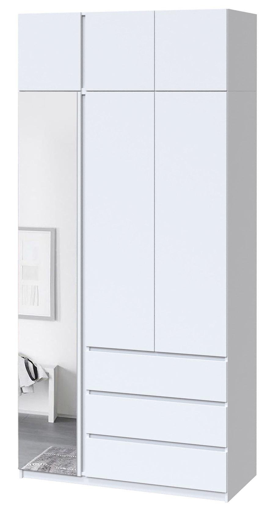 Шкаф Мастер Форм Брайт левосторонний с антресолью и зеркалом 1200х520х2400 мм Белый (32365)