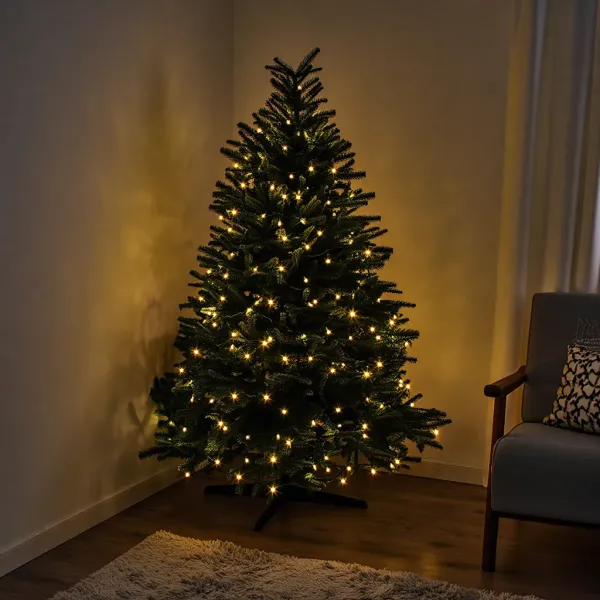 Гирлянда нить 180 LED 18 м черный провод Желтый