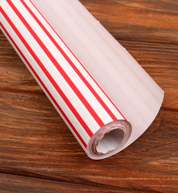 Бумага для упаковки подарочная Полосы 8 м 70 см Красно-белый (1356264)