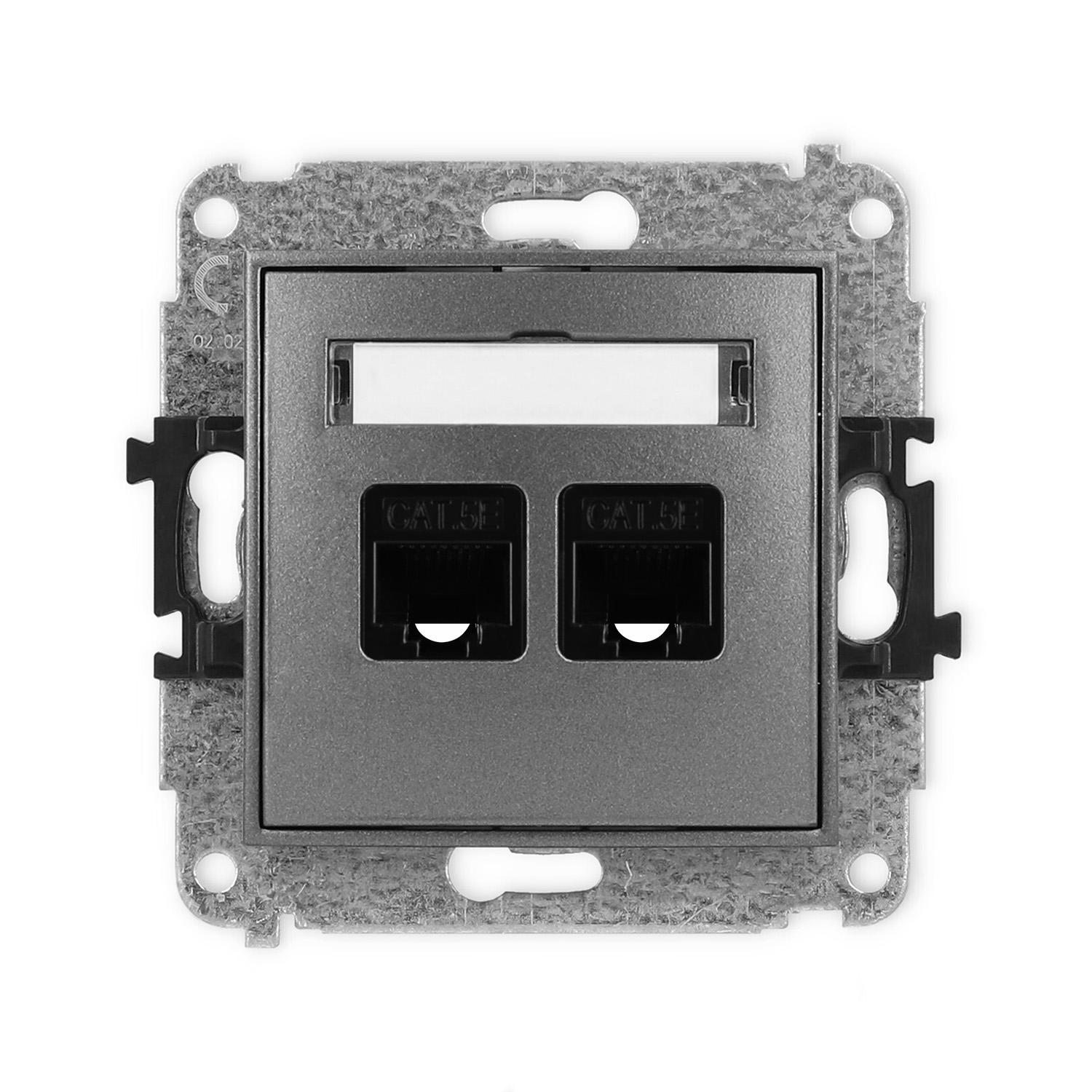 Розетка компьютерная Karlik Mini 2xRJ45 cat 5E 8P8C Графитовый (11MGK-2)