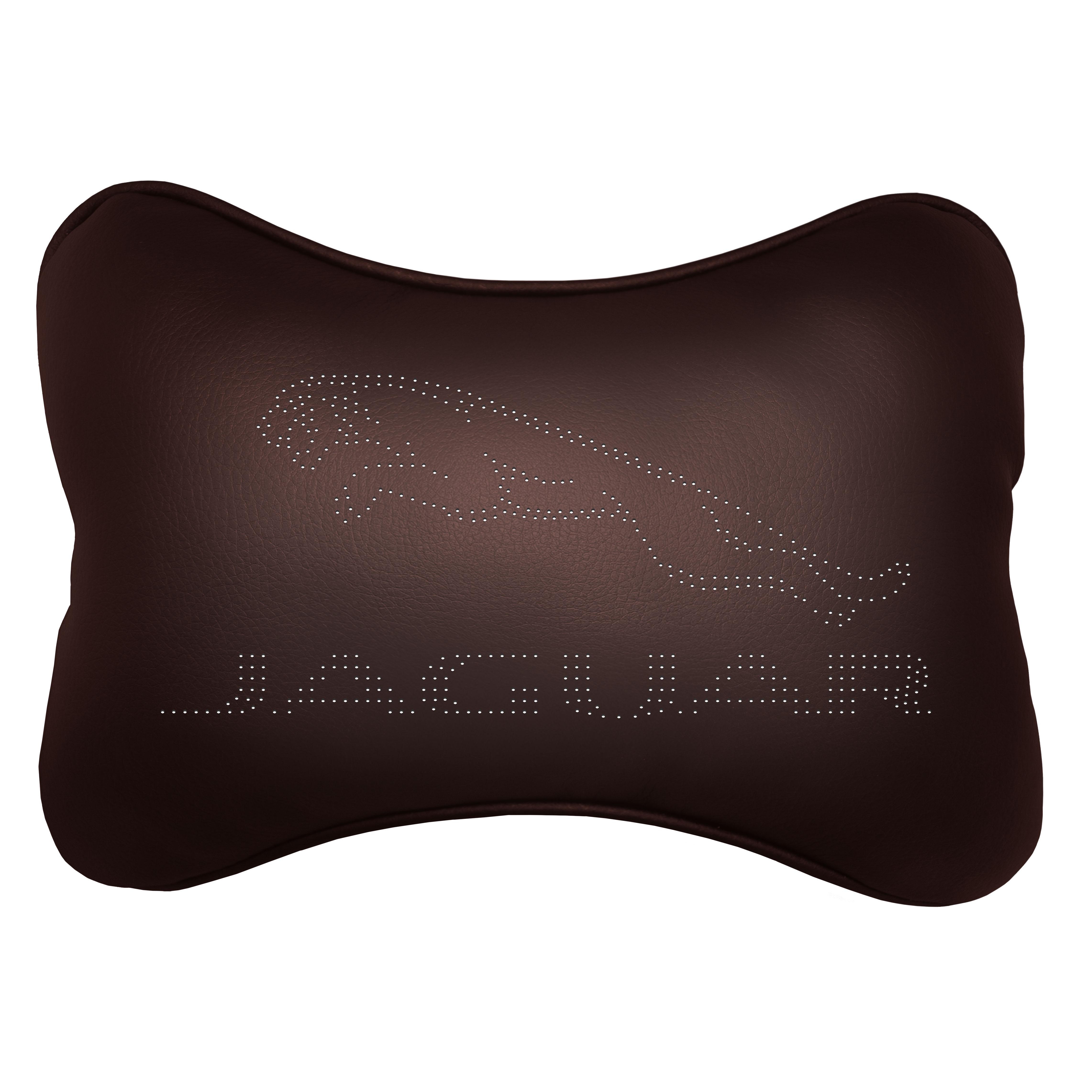 Подушка автомобильная Avtolife Jaguar для шеи из экокожи Коричневый (AVT-LBR-25) - фото 1 Подушка автомобильная Avtolife Jaguar для шеи из экокожи Коричневый (AVT-LBR-25) - фото 1