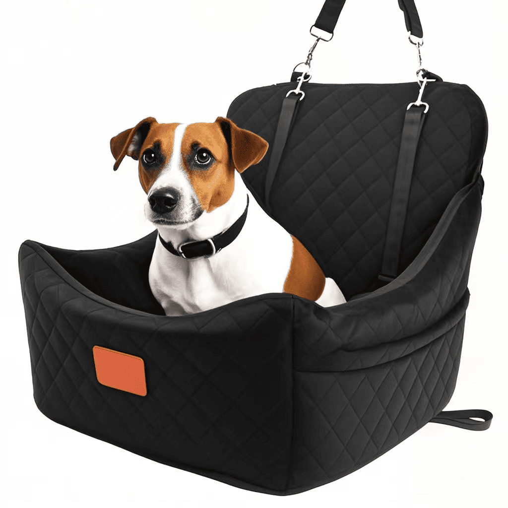 Автокресло для собак большое NEWPET Premium для транспортировки питомца с ремнем и карабином 50x50x50 см Черный