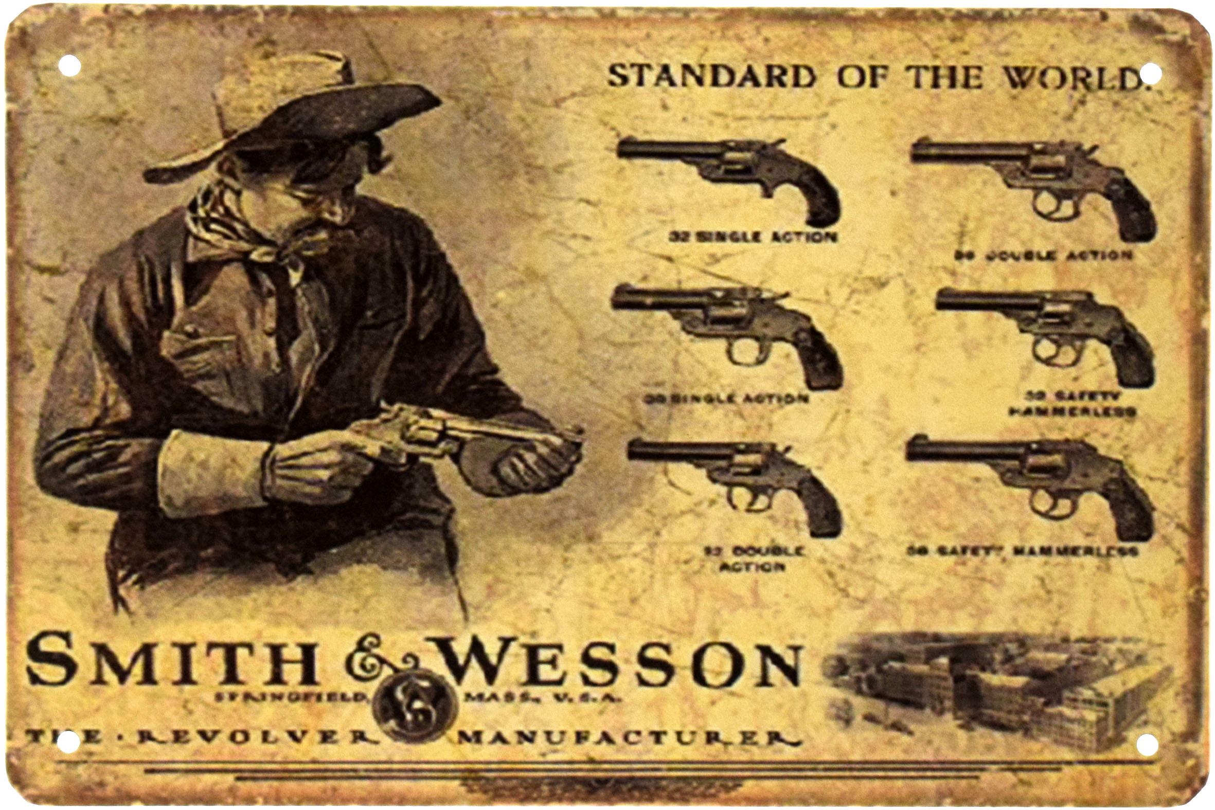 Табличка металлическая Smith & Wesson The Revolver Manufacturer 20x30 см