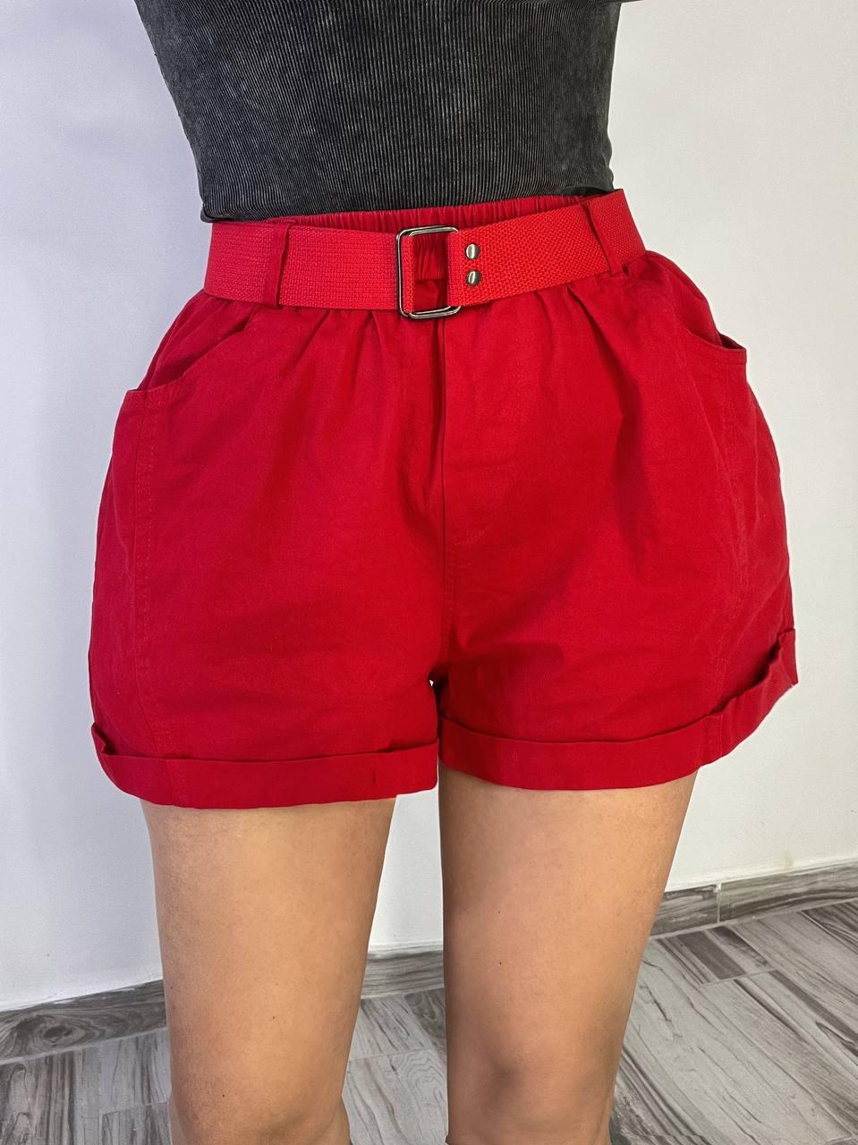 Шорти жіночі A-N 5701 мом на резинці з ременем короткі M 80 см 105 см Червоний - фото 1 Шорти жіночі A-N 5701 мом на резинці з ременем короткі M 80 см 105 см Червоний - фото 1