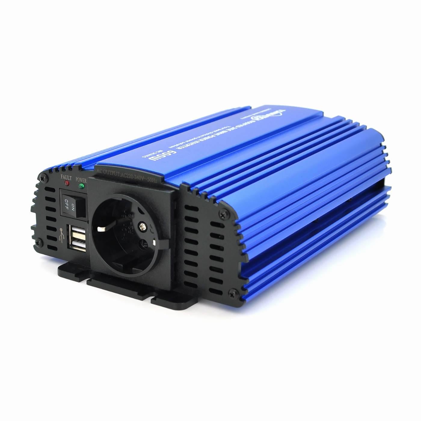 Інвертор напруги Tommatech MS-600 Q15 24V/220V 600W з апроксимованою синусоїдою 1Shuko USB клемні дроти АЗУ/затискачі (30738)