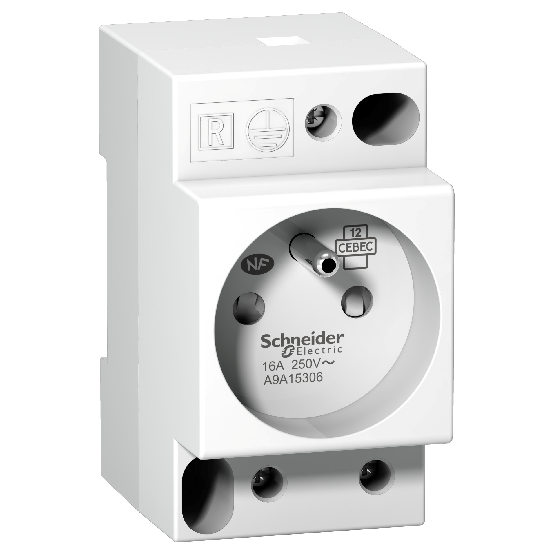 Розетка на DIN-рейку Schneider Electric 2P+PE 16A 250V (A9A15306)