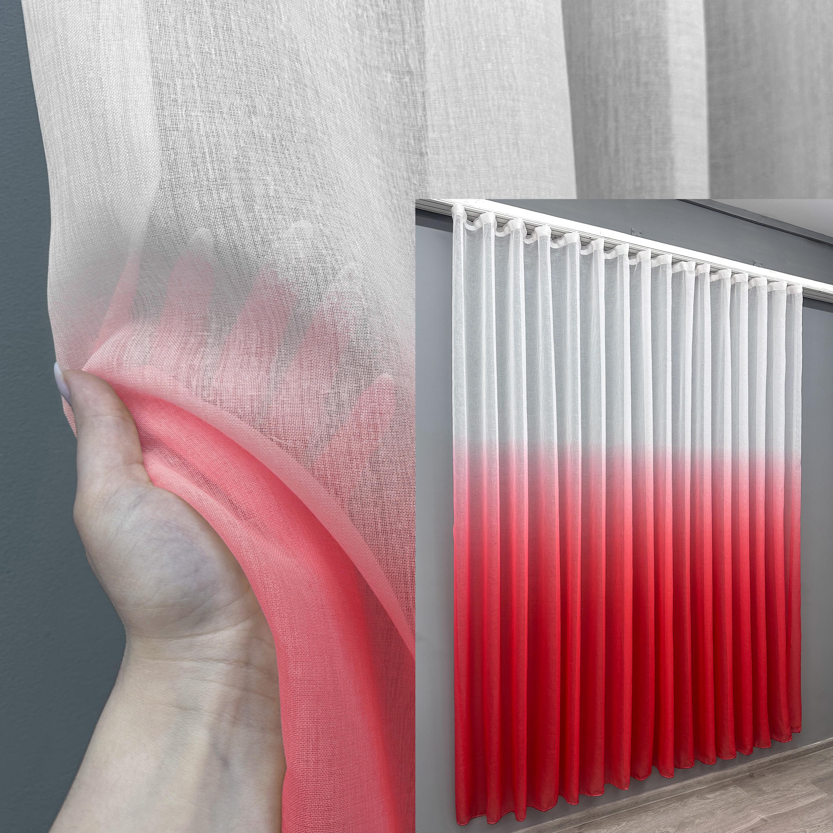 Тюль VR-Textil №829т Омбре Батист 300х250 см Красный/Белый (42-0551) - фото 3