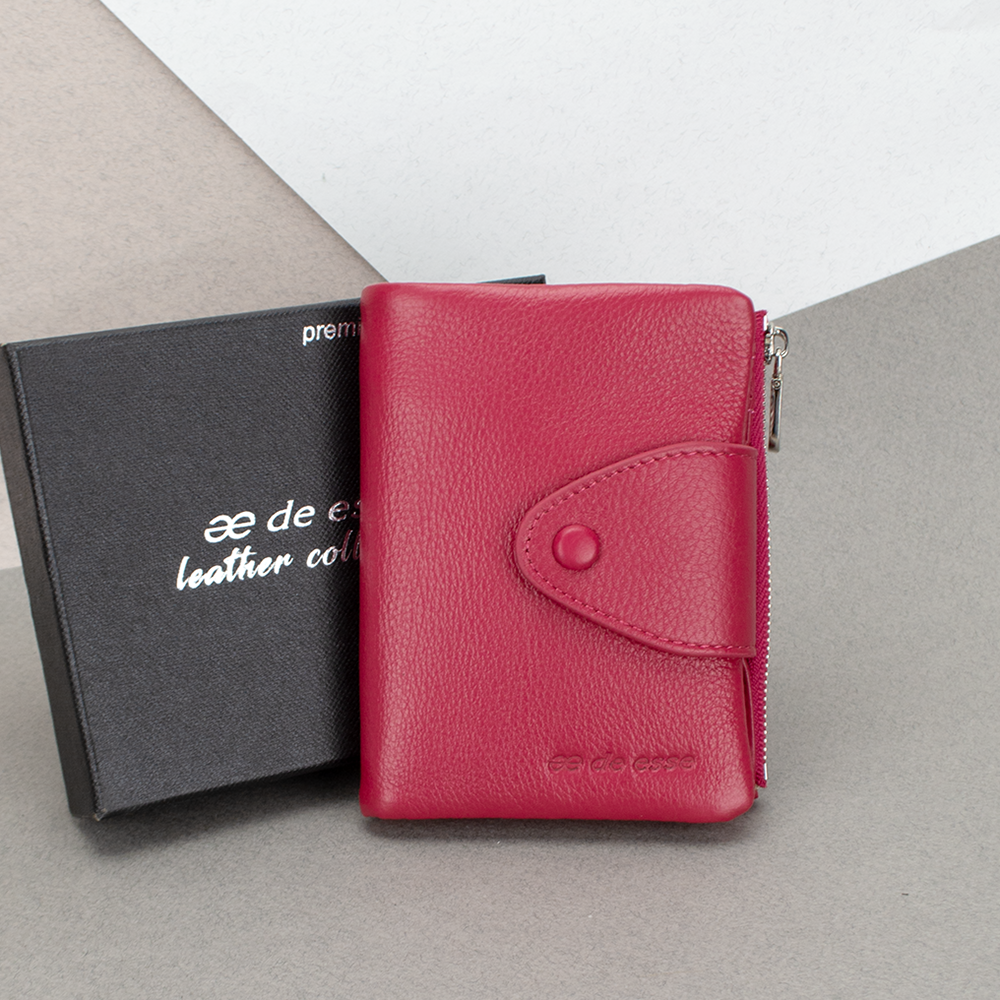 Гаманець жіночий шкіряний De Esse 14057-GD147 маленький малиновий