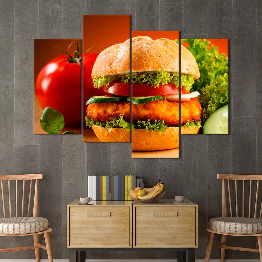 Настенний декор Красивый бургер с куриной котлетой 129x90 см (A408-4)
