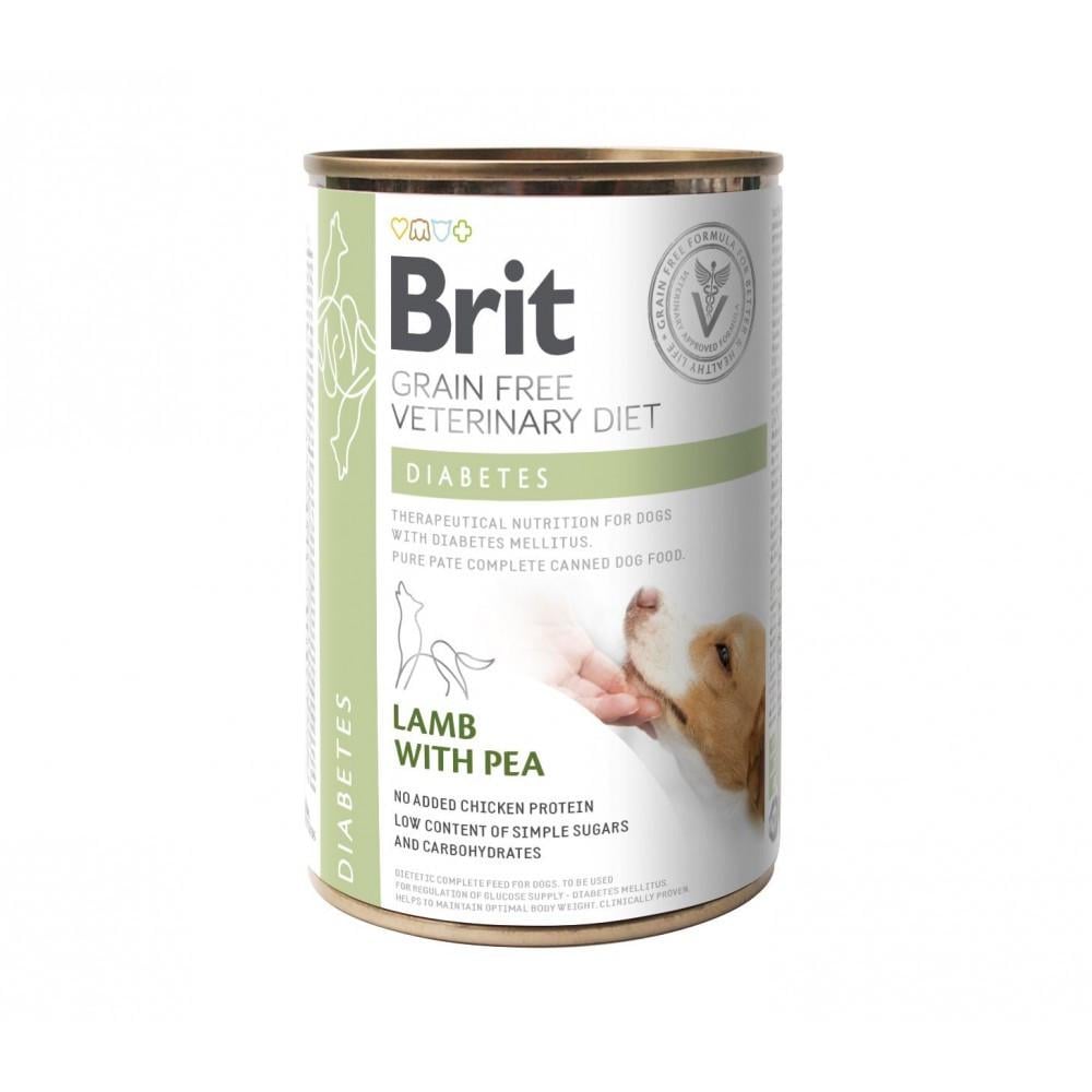 Корм консервированный Brit VetDiets 100266 для собак при сахарном диабете с ягненком и горохом 400 г (8595602535910)
