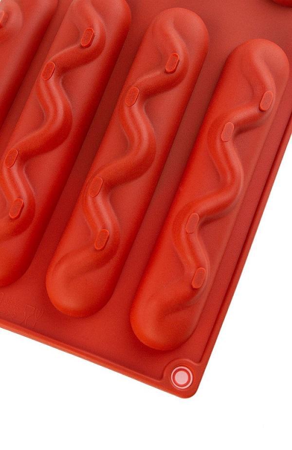Форма силіконова One Chef для випічки Профі Шоко-Батоно 12,3х2, 8х1,8 см на 10 осередків Червоний - фото 2