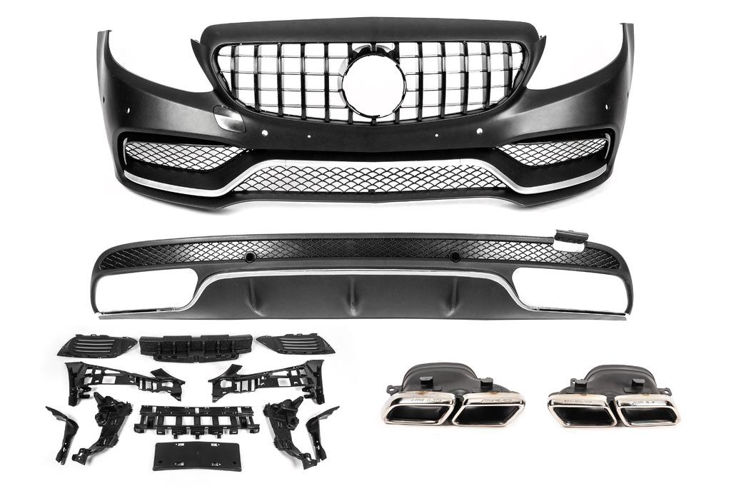 Комплект обвесов с диффузором V1 GBT для Mercedes C-сlass W205 2014-2021 гг. пластик Под покраску