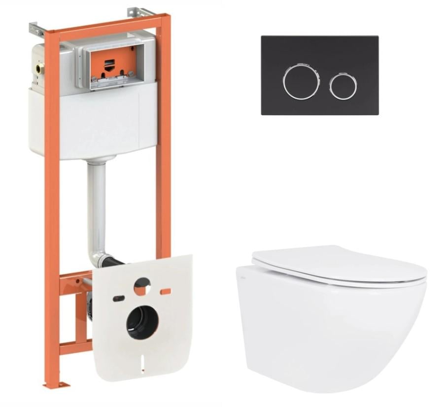 Комплект для ванної кімнати Qtap Nest 4в1 підвісний унітаз Jay Ultra Quiet 520x360x320 мм та інсталяція QT07335175W48192 (66310)