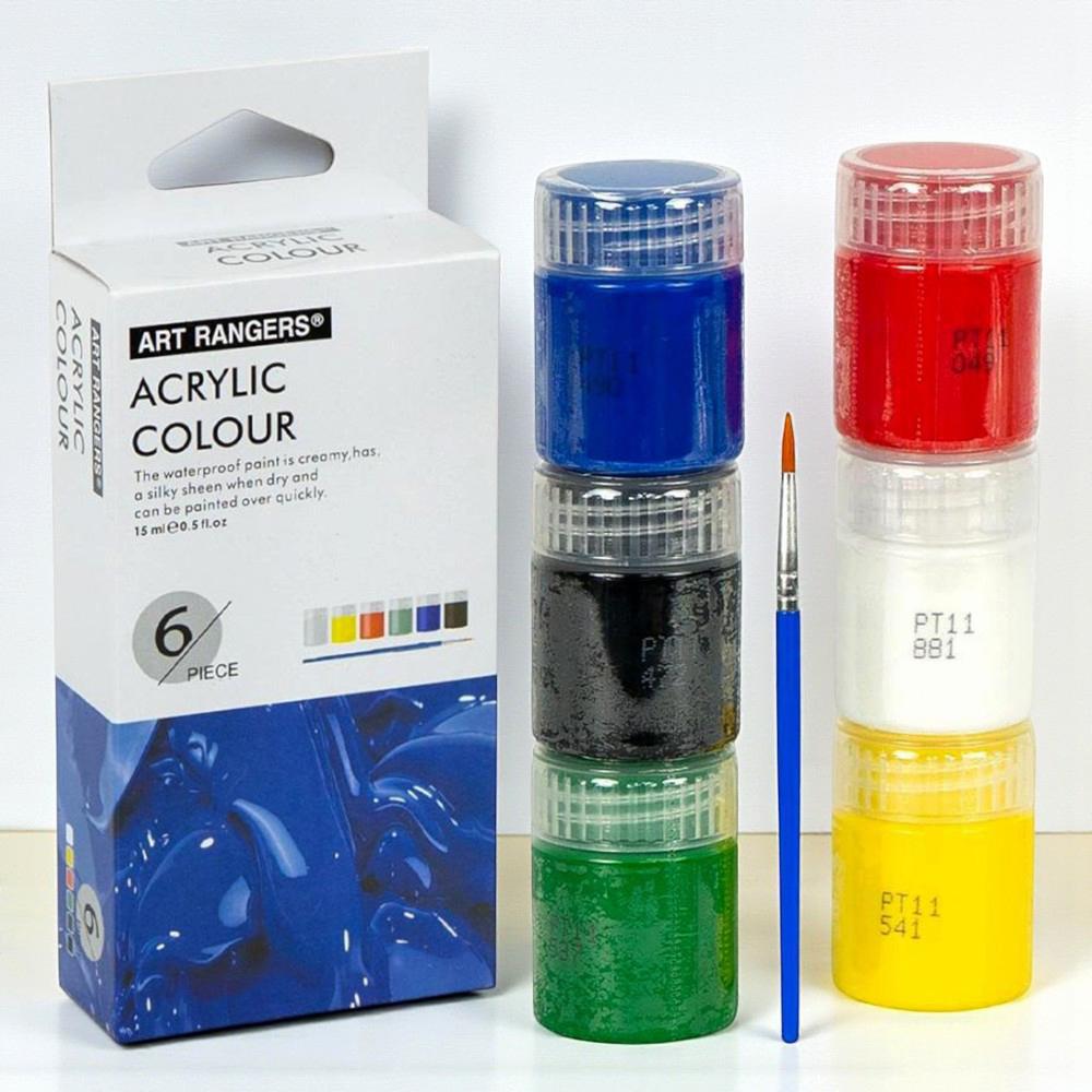 Акриловые краски художественные с кистью 6 цветов по 15 мл (37-122590) Акриловые краски художественные с кистью 6 цветов по 15 мл (37-122590)