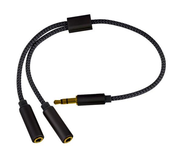 Кабель Aux кабель splitter 3,5 мм 2х3,5F Black